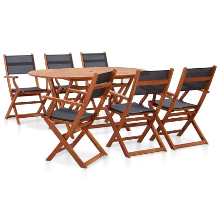 vidaXL Juego de comedor de jardín 7 pzas madera eucalipto y textilene