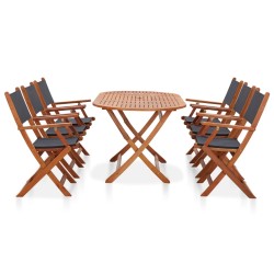 vidaXL Juego de comedor de jardín 7 pzas madera eucalipto y textilene