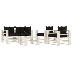 vidaXL Set muebles de palés para jardín 5 piezas madera cojines negros