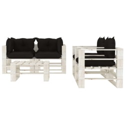vidaXL Set muebles de palés para jardín 5 piezas madera cojines negros