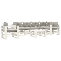 vidaXL Set muebles de palets de jardín 7 pzas madera cojines taupe