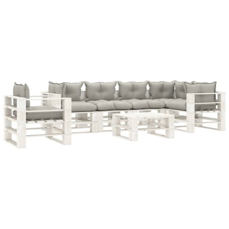vidaXL Set muebles de palets de jardín 7 pzas madera cojines taupe