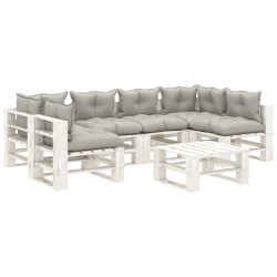 vidaXL Set muebles de palets de jardín 7 pzas madera cojines taupe