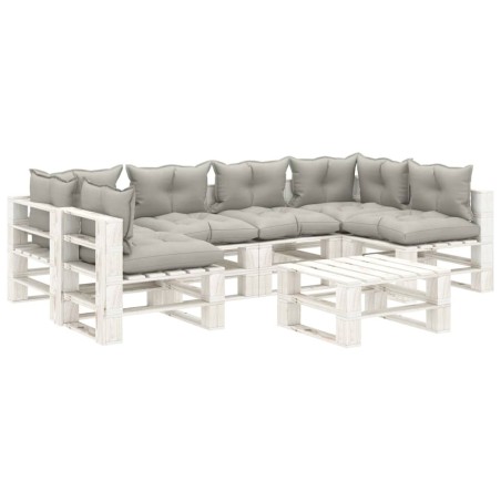 vidaXL Set muebles de palets de jardín 7 pzas madera cojines taupe