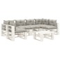 vidaXL Set muebles de palets de jardín 7 pzas madera cojines taupe vidaXL Set muebles de palets de jardín 7 pzas madera cojines taupe