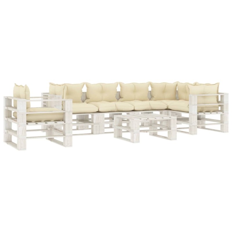 vidaXL Set muebles de palets de jardín 6 pzas madera cojines crema