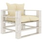 vidaXL Set muebles de palets de jardín 6 pzas madera cojines crema