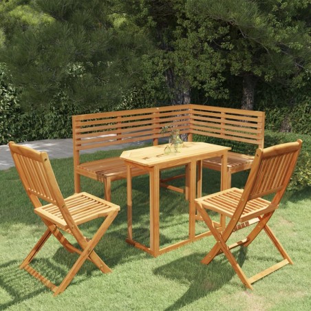 vidaXL Juego de bistró para jardín 4 piezas madera maciza de acacia