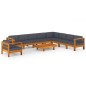 vidaXL Muebles de jardín 10 pzas con cojines madera acacia gris oscuro vidaXL Muebles de jardín 10 pzas con cojines madera acacia gris oscuro