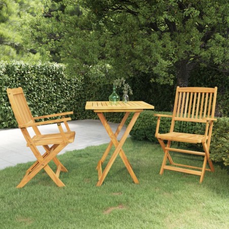 vidaXL Comedor de jardín plegable 3 piezas madera maciza de acacia