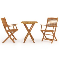 vidaXL Comedor de jardín plegable 3 piezas madera maciza de acacia