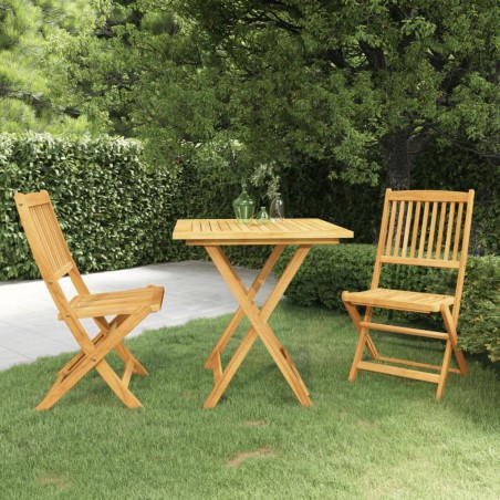 vidaXL Comedor de jardín plegable 3 piezas madera maciza de acacia