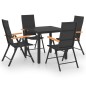 vidaXL Juego de comedor para jardín 5 piezas negro y marrón vidaXL Juego de comedor para jardín 5 piezas negro y marrón