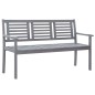 vidaXL Banco de jardín 3 plazas madera eucalipto gris y cojín 150 cm vidaXL Banco de jardín 3 plazas madera eucalipto gris y cojín 150 cm