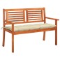 vidaXL Banco de jardín 2 plazas madera maciza eucalipto y cojín 120 cm