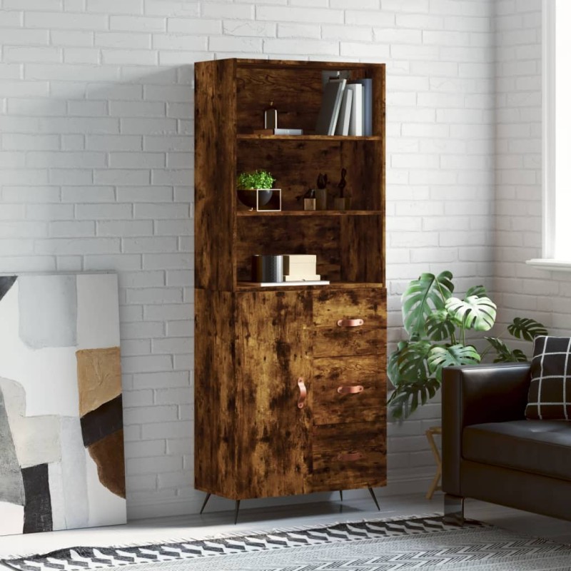 vidaXL Aparador alto madera contrachapada roble ahumado 69,5x34x180 cm vidaXL Aparador alto madera contrachapada roble ahumado 69,5x34x180 cm