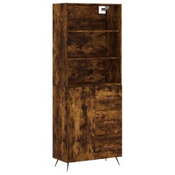 vidaXL Aparador alto madera contrachapada roble ahumado 69,5x34x180 cm