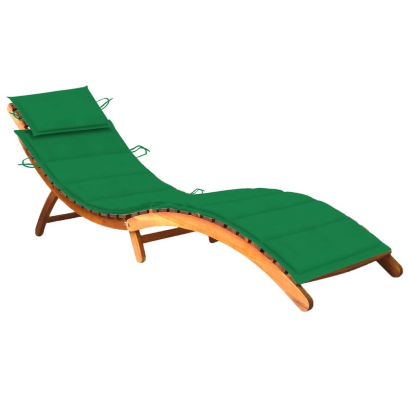 vidaXL Tumbona de jardín con cojín madera maciza de acacia vidaXL Tumbona de jardín con cojín madera maciza de acacia