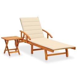 vidaXL Tumbona de jardín con cojín madera maciza de acacia