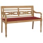 vidaXL Banco Batavia madera maciza de teca con cojín rojo 120 cm