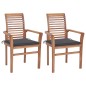 vidaXL Sillas de comedor 2 uds madera teca con cojines gris antracita