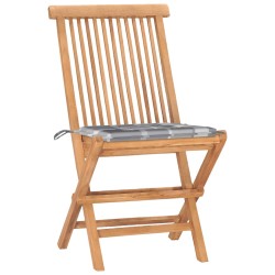 vidaXL Set comedor de jardín plegable 3 piezas madera de teca cojines