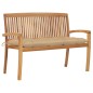 vidaXL Banco de jardín apilable y cojín madera maciza de teca 128,5 cm vidaXL Banco de jardín apilable y cojín madera maciza de teca 128,5 cm