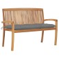 vidaXL Banco de jardín apilable y cojín madera maciza de teca 128,5 cm vidaXL Banco de jardín apilable y cojín madera maciza de teca 128,5 cm