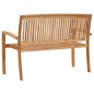 vidaXL Banco de jardín apilable y cojín madera maciza de teca 128,5 cm vidaXL Banco de jardín apilable y cojín madera maciza de teca 128,5 cm