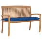 vidaXL Banco de jardín apilable y cojín madera maciza de teca 128,5 cm vidaXL Banco de jardín apilable y cojín madera maciza de teca 128,5 cm