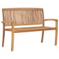 vidaXL Banco de jardín apilable y cojín madera maciza de teca 128,5 cm vidaXL Banco de jardín apilable y cojín madera maciza de teca 128,5 cm