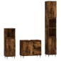 vidaXL Set de muebles baño 3 pzas madera contrachapada roble ahumado vidaXL Set de muebles baño 3 pzas madera contrachapada roble ahumado
