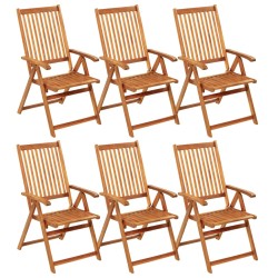 vidaXL Sillas de jardín plegables 6 uds y cojines madera maciza acacia