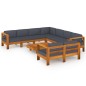 vidaXL Muebles de jardín 9 pzas con cojines gris oscuro madera acacia vidaXL Muebles de jardín 9 pzas con cojines gris oscuro madera acacia