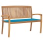 vidaXL Banco de jardín apilable con cojín madera maciza teca 128,5 cm vidaXL Banco de jardín apilable con cojín madera maciza teca 128,5 cm