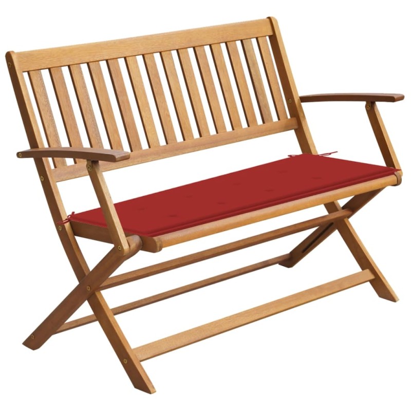 vidaXL Banco de jardín con cojín madera maciza de acacia 120 cm vidaXL Banco de jardín con cojín madera maciza de acacia 120 cm