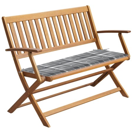 vidaXL Banco de jardín con cojín madera maciza de acacia 120 cm