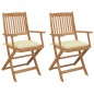 vidaXL Sillas de jardín plegables 2 uds y cojines madera maciza acacia vidaXL Sillas de jardín plegables 2 uds y cojines madera maciza acacia