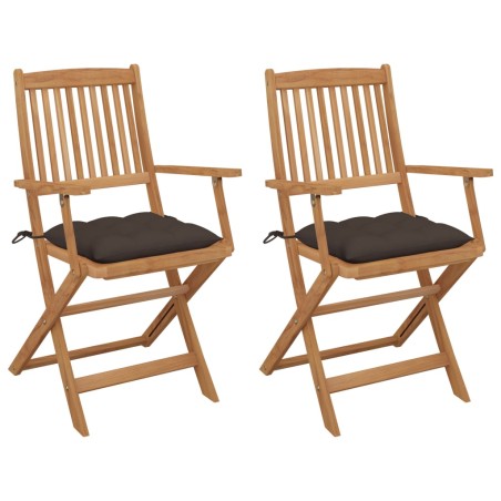 vidaXL Sillas de jardín plegables 2 uds y cojines madera maciza acacia