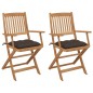 vidaXL Sillas de jardín plegables 2 uds y cojines madera maciza acacia vidaXL Sillas de jardín plegables 2 uds y cojines madera maciza acacia