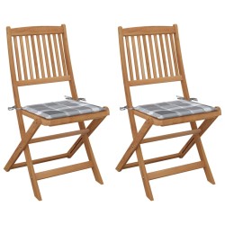 vidaXL Sillas de jardín plegables 2 uds madera maciza acacia y cojines