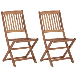 vidaXL Sillas de jardín plegables 2 uds madera maciza acacia y cojines