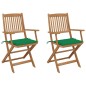vidaXL Sillas de jardín plegables 2 uds y cojines madera maciza acacia vidaXL Sillas de jardín plegables 2 uds y cojines madera maciza acacia