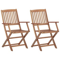 vidaXL Sillas de jardín plegables 2 uds y cojines madera maciza acacia