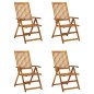 vidaXL Sillas de jardín reclinables 4 uds madera maciza acacia cojines vidaXL Sillas de jardín reclinables 4 uds madera maciza acacia cojines