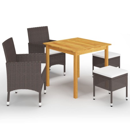 vidaXL Juego de comedor de jardín de 5 piezas marrón