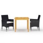 vidaXL Juego de comedor de jardín de 3 piezas negro vidaXL Juego de comedor de jardín de 3 piezas negro