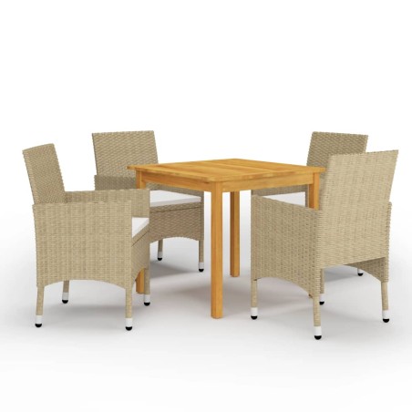 vidaXL Juego de comedor de jardín de 5 piezas beige