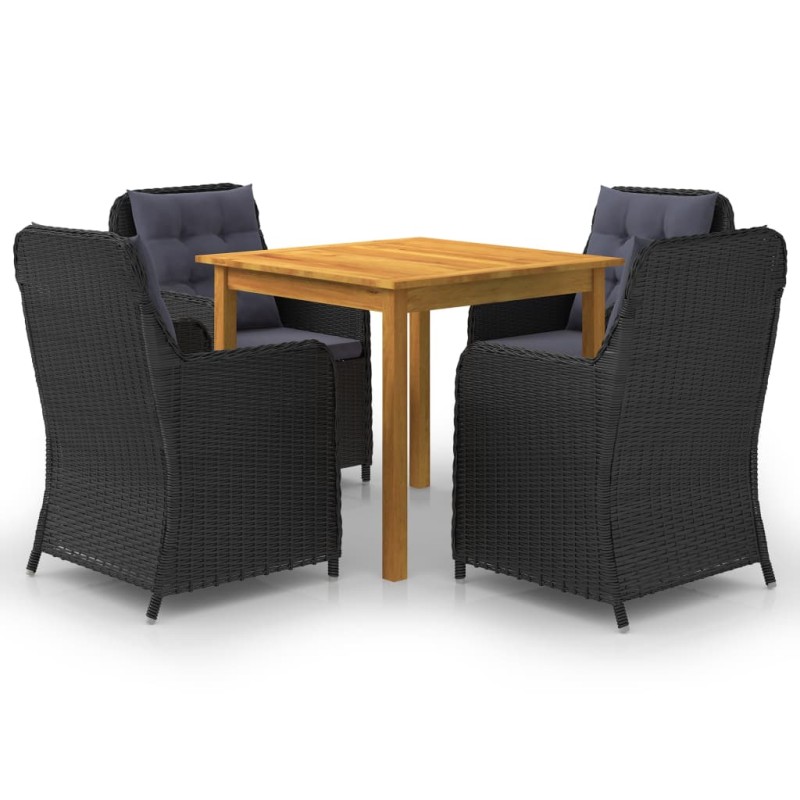 3067729 vidaXL 5 Piece Garden Dining Set Black (147875+2x46548) 3067729 vidaXL 5 Piece Garden Dining Set Black (147875+2x46548)