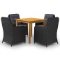 3067729 vidaXL 5 Piece Garden Dining Set Black (147875+2x46548) 3067729 vidaXL 5 Piece Garden Dining Set Black (147875+2x46548)